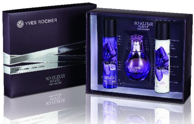 Yves Rocher So Elixir Purple, 129 lei: Apă de parfum (30 ml), Gel de duș și Lapte de corp parfumate