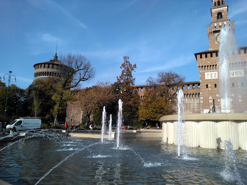 sforzesco castle milan fountain